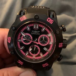 Invicta Watch Black/Pink Speedway No. 19852.  Used: Needs new battery.